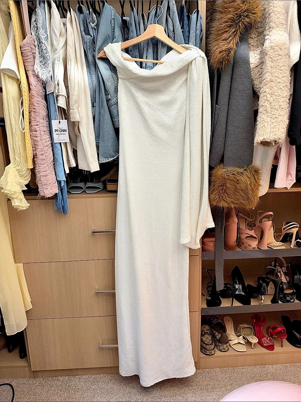 MESHKI Sequin Maxi Dress in White Size XS